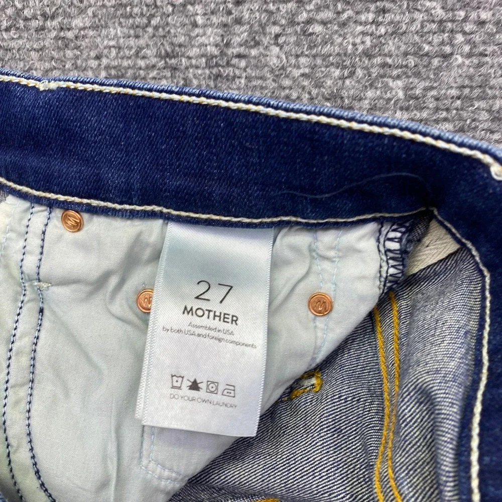 Mother Insider Crop Step Fray Jeans Blue Wash Size 27 Not Rough Enough Grunge